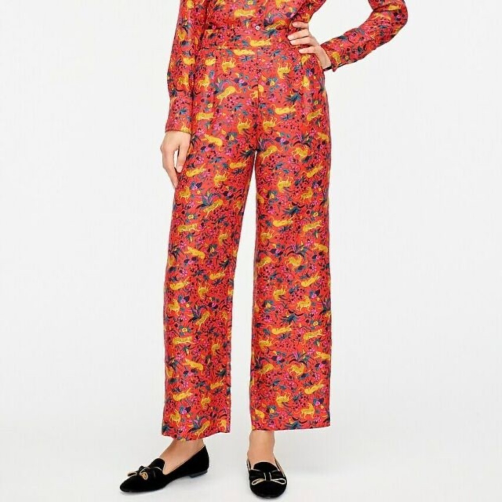 J.Crew Collection Silk Jungle Cat Floral Pants